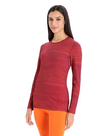 Base Layers Icebreaker Merino 200 Oasis Long Sleeve Crewe Ski Tracks Femme Rose | FR 1823MQZA